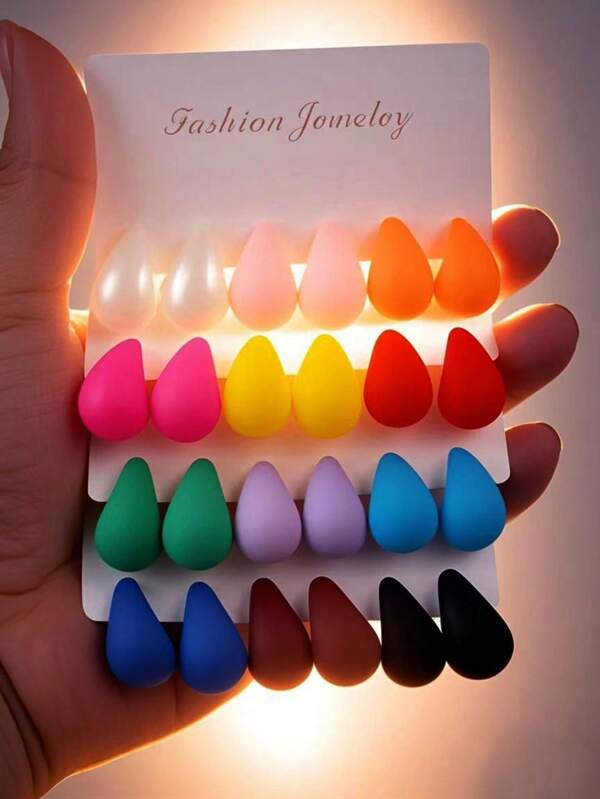6/24pcs Stylish Multicolor Matched Drop Earrings Set For Women