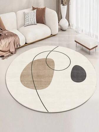 1 件装简约渐变圆形仿羊毛地毯 - 仿羊毛材质，精致包边，亲肤舒适，不起球，防水易打理，无异味，适用于客厅、卧室、书房 - 节日装饰