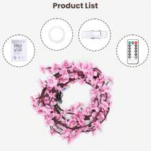 Gnkdfon Cherry LED Tree Branch Lights For Wall,USB Powered Willow Vine Lights Room Decor,Cherry Blossom Willow Vine Twig Decor Garland With 144 LED Lights And Remote,8 Lighting Modes,Vine Tree Decor Nightlight, Suitable For Indoor Atmosphere, Party, Holiday And Gift Ideas