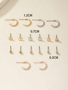Elegant Cute Sweet Fashion Niche Metal Heart Hoop Earrings Set - Multicolor - View 3