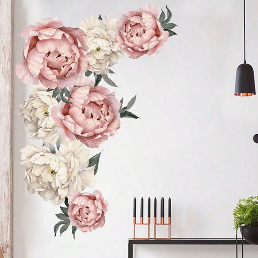 1pc Peony Flower Self-Adhesive Wall Sticker Decoration, Prosperity Blessing Living Room TV Background Wall Decor Room Decor Home Decor Wallpapers Wall Paper Wallpaper Bathroom Kitchen Stickers Wall Stickers