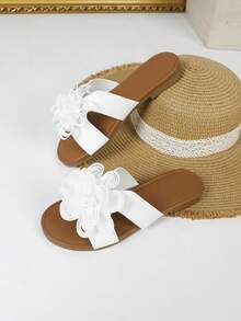 Fashion Hollow Floral Decor Flat Sandals