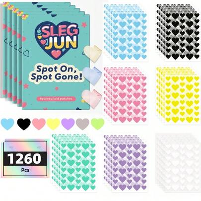 24/72/120/240/360/480/600/720 片心形祛痘贴，遮盖瑕疵和缺陷