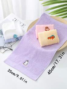 1/2/4/6件純棉可愛小長方形毛巾 9.84*17.71英吋，刺繡動物圖案，男女通用，適合四季，高吸水性，柔軟快乾，適用於浴室、廚房、節日禮物、居家與學校 - 彩色 - 查看 4