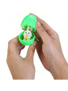 3pcs Bunny Opening Gacha Eggshell Squeeze Stress Relief Capsule Blind Box, Eggshell Colors & Styles Randomly Shipped, For Party Giveaway