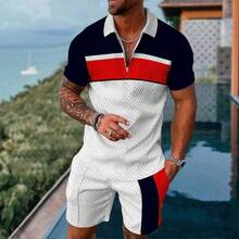 BIRW Men's Track Suits 2 Piece Summer Short Sets Outfits Fashion Polo Shirt Casual Short Sleeve And Shorts Set - LLPO233 - View 1