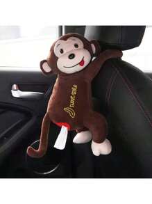 1pc Paper Towel Box For Both Home And Car, Car Mounted Cartoon Storage, Car Interior Decoration, Cute Children's Monkey Paper Towel Draw