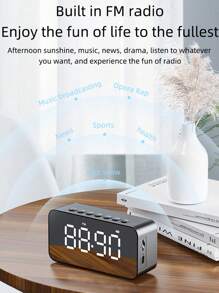Reloj despertador digital de mesa con espejo LED, altavoz Bluetooth inalámbrico, amplificador de sonido estéreo para teléfono, decoración de habitación