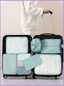 8/1 Piece Travel Organization Set, Includes Foldable Luggage Bag, Toiletry Bag, Garment Organizer Compression Packing Cubes, Suits For Clothes, Underwear, Shoes, Holiday Supplies, Great Gift For Mother, Women