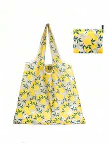 1 件大容量可折叠购物袋，可重复使用手提袋，创意印花手提包，适合野餐午餐携带、杂货店购物 - 彩色 - 查看 14