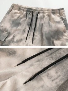 Men's Casual Tie-Dye Lightweight Breathable Outdoor Cargo Shorts - Khaki - View 4