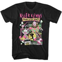 Veenajo Men's "Killer Klowns From Outer Space" Neon Comic Book Style T-Shirt - 100% Cotton, Vibrant Graphic Print, Casual Fit, Machine Washable - Ideal For All Seasons - 黑色 - 查看 1