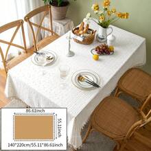 1pc Square Tassel Tablecloth, Delicate Rustic Daisy Pattern Dust-Proof Tablecloth With Tassels, Suitable For Picnics, Parties, Room, Kitchen, Home Decor