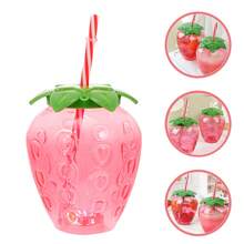 1 Pc Kawaii Strawberry Tumbler With Lid And Straw - Cute And PortableMilk Tea And Fruit Cup For Parties And On-The-Go Drinking