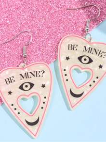 Khuyên tai hình trái tim rỗng BE MINI mới, phụ kiện ngày Valentine, khuyên tai acrylic thời trang. - Một cỡ - Xem 3