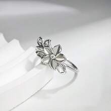 1 pieza Anillo de plata de ley S925 con diseño de flor de moissanita de 1.0 ct, adecuado para uso elegante, encantador, diario, boda, propuesta, fiesta, confesión, banquete, cumpleaños, festival de música, regalo, aniversario, Día de la Madre, peso 7g