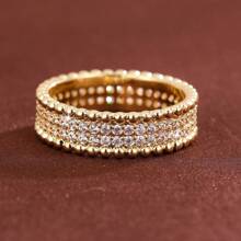 1 anel feminino minimalista com strass e borda de pérola