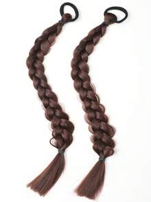 2PCS 18 Inch Boxing Braided Hair Extensions For KIDS Synthetic Long Twist Braid Ponytail Extensions With Rubber Band Daily Use - Gold - View 12