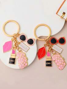 1pc Gold Lipstick Keychain, Suitable As A Gift
