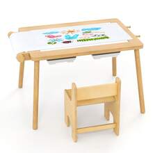 Toddler Activity Table Kids Sensory Table & Chair Set-Natural - Khaki - View 2