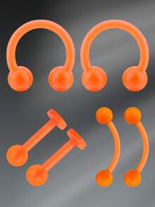 CIZME 6 件 16G 8/10mm UV Rook 透明鼻环耳环眉环唇钉亚克力柔性耳钉穿孔饰品男女通用，鼻中隔环鼻钉穿孔饰品透明 Bioflex 耳屏固定器弧形杠铃 UV 穿孔固定器适合日常佩戴 - 套裝 - 查看 14