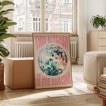 1 cái, Nghệ thuật treo tường, Áp phích cổ điển, Nhà bếp này dành cho bản in khiêu vũ, Màu hồng, Quả cầu disco, Áp phích cổ điển, Áp phích, Nghệ thuật treo tường, Bản in nhà bếp, Áp phích trang trí nhà bếp, Không có khung, Nghệ thuật treo tường có khung - Nhiều màu - Xem 2