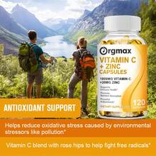 ORGMAX Vitamin C Bioavailable Supplement With Zinc Ascorbic Acid & Zinc Oxide Non-GMO & Gluten-Free Formula - 120pcs - 查看 4