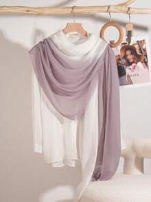 1PC 75*185cm Solid Color Gradual Change Short Tassel Scarf Shawls And Wraps Summer Soft Lightweight Multi-Functional Accessories Large Over Size Silky Feeling Unisex Evening Dresses Party Travel Office Wedding Evening Dresses Gift - Scarf - View 4