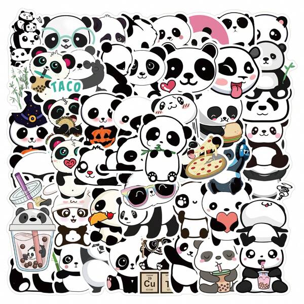 50PCS Cute Panda Cartoon Stickers For DIY Travel Luggage Notebook Guitar Laptop Phone Graffiti Decoration Decals Fun For Kids Gift Room Decor Wall Decor Wall Stickers Wall Sticker