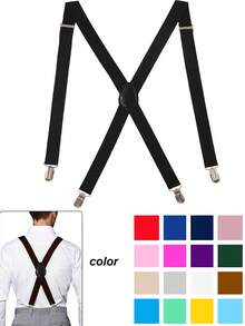 Solid Color Suspenders For Men - Adjustable X Back Suspenders With Strong Clips For Going Out Outfit Wedding Party And For Gift Autumn-Winter Accessories Halloween Costume - Multicolor - View 5