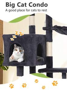 Cat Tree, With Scratching Post, Cat Tower For Indoor Cats, Fully Wrapped Sisal Pole, Soft Platform, 1 Baskets And Dangling Toy