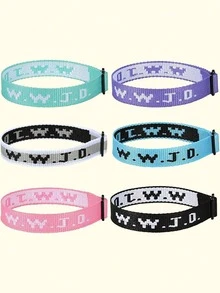 6Pcs WWJD Bracelets What Would Jesus Do Bracelets Webbing Jesus Religious Christian Wristbands Woven Wristbands For Women Men