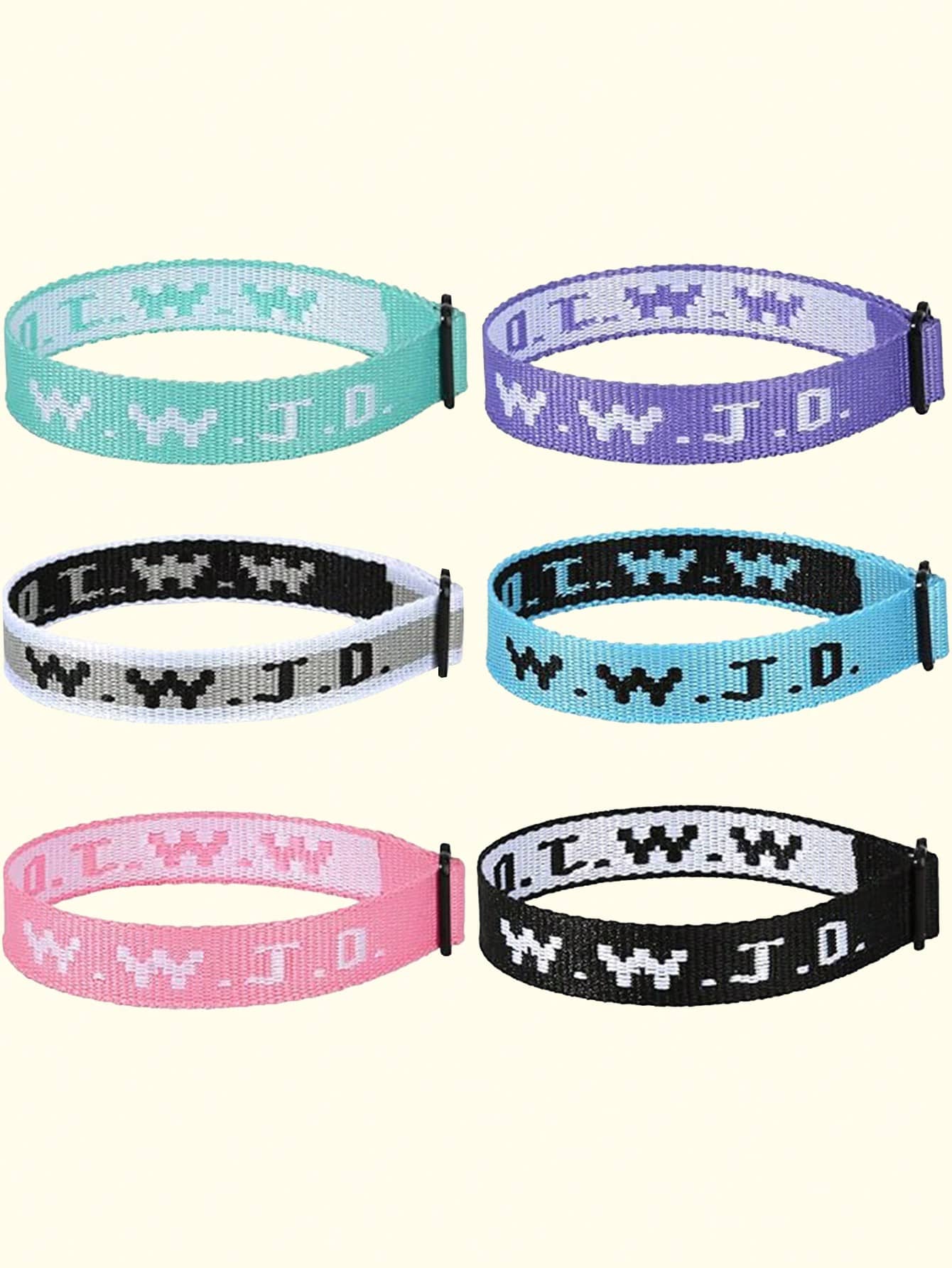 6Pcs WWJD Bracelets What Would Jesus Do Bracelets Webbing Jesus Religious Christian Wristbands Woven Wristbands For Women Men