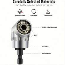 4pcs/Set, Heavy Duty Impact Electric Hand Tools, Driving Socket Adapter Extension Kit, 1/4", 3/8", 1/2" Hex Shank Drill Bit Nut Driver Set + 105-Degree Right Angle Driver, Extension Screwdriver Drill Bit Attachments - الأسود - مشاهدة 9
