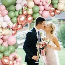 120 Peças Kit de Arco e Guirlanda de Balões de Látex Brancos, Rosas e Abacate para Decoração de Festa de Aniversário, Casamento, Aniversário, Chá de Bebê, Noiva, Bottom e Decoração Doméstica