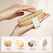 C POPCHOSE Dry Brushing Body Brush, Natural Bristle Dry Skin Exfoliating Brush Body Scrub For Flawless Skin, Cellulite Reduction, Lymphatic Drainage And Blood Circulation Improvement - 2 Count (PP+Boar Bristles) - View 9