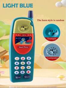多功能音乐模仿电话玩具，卡通造型，模拟拨号音，趣味学习，宝宝启蒙，亲子互动，适合送给12个月以上男孩女孩的礼物。随机配件及包装，不含电池 - 彩色 - 查看 14