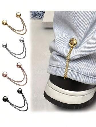 1/2pc Metal Chain Magnetic Pants Clips & Cuffs Clips, Detachable Short-Adjust Tool Clothing Fastener For Pants, T-Shirts, Dresses, Waist And Length Adjustment