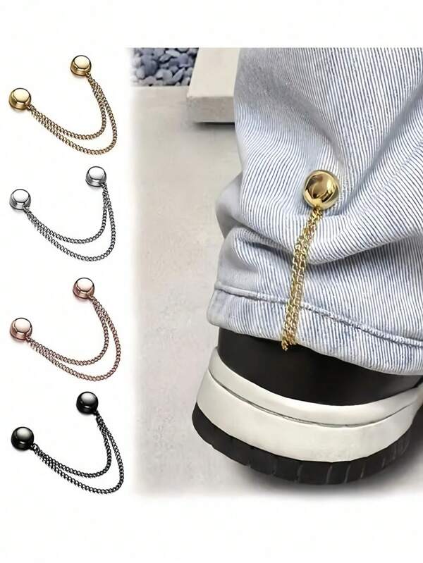 1/2pc Metal Chain Magnetic Pants Clips & Cuffs Clips, Detachable Short-Adjust Tool Clothing Fastener For Pants, T-Shirts, Dresses, Waist And Length Adjustment