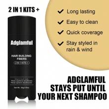 Polvo de fibra capilar Adglamful, 30g - Cobertura instantánea para el cabello ralo y la raya, ideal para hombres