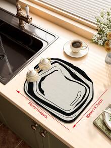 1 tấm thảm Diatomite đa năng màu đen trắng, khả năng thấm hút nước tốt, chống mài mòn, thiết kế sọc bất đối xứng, có thể dùng làm thảm phơi bát đĩa, thảm thoát nước mặt bàn bếp, đế lót ly, thảm cho thú cưng. - đen và trắng - Xem 13