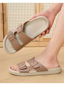 男士夏季轻便平底凉鞋，可调节一脚蹬拖鞋，厚底柔软，适合春、夏、秋季休闲户外活动