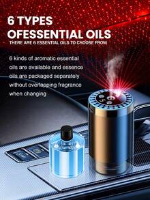 多功能车载香薰机，USB家用香薰机，5种灯光效果，带投影星光灯，5种工作模式，数字显示，可充电，5种香薰精油可供选择，适用于汽车、办公室、卧室、酒店、宠物房 - 彩色 - 查看 7
