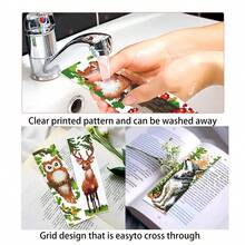 1 Set Printed Cross Stitch Kit Includes 6 Bookmarks - Animal Series DIY Art Set With Fox, Owl, Deer, Wolf, Squirrel Pattern Designs, 11CT Cross Stitch, Suitable For Beginners And Craft Lovers - Cross Stitch Decor, Home Decor Or Gift