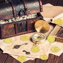 20/100 件塑料海盗硬币、寻币游戏派对礼品、假金币派对用品、海盗冒险主题派对、各种节日派对礼物 - 金色 - 查看 4