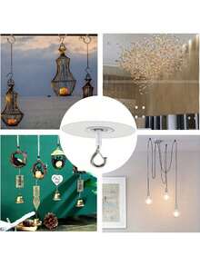 Bộ 3 móc treo trần nhà, móc treo trần nhà tự dính chắc chắn, chống thấm nước, móc đa năng thích hợp treo bóng bay và chuông gió. - Trong sáng - Xem 3