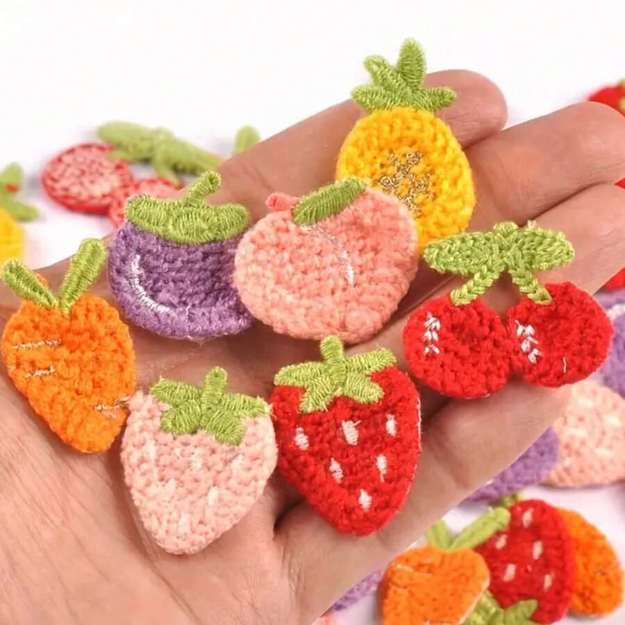 6pcs Cute Fruit Patches, Iron-On Patches, DIY Craft Materials Hair Clip Accessories For Decorating Jacket, Backpack, Hat, Jeans, Clothes, Embroidery Knitting - Fruit Mix - View 1