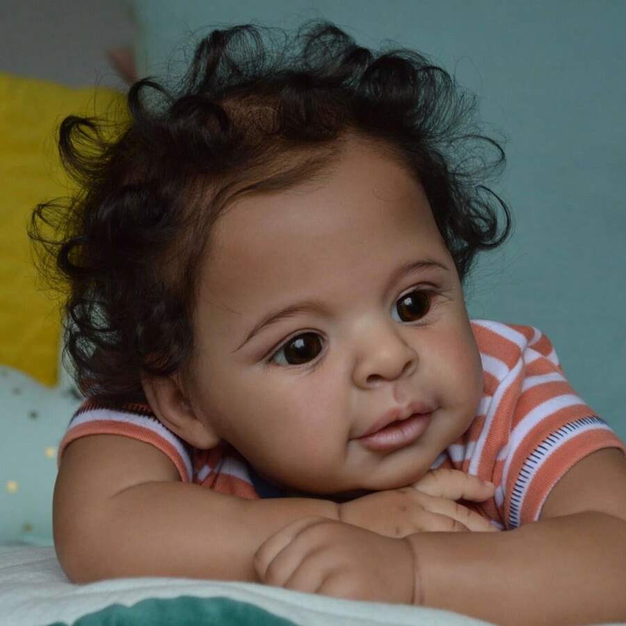 Reborn Baby Dolls Girl Jaylan 23 Inch Soft Body Realistic-Newborn Anatomically Correct Real Life Baby Dolls African American Long Hair Babies Girl That Look Lifelike Baby Open Eyes