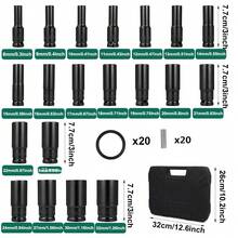 20PCS Deep Impact Socket Set 1/2 Inch Drive Metric 8 - 32mm Lifetime Warranty UK - Black - View 2