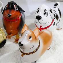 6pcs Walking Dog Themed Aluminum Foil Balloons, Including Dachshund, Corgi, Poodle, Shepherd Dog Shapes, Suitable For Birthday Party, Pet Party, Theme Party, Graduation, Farm Decoration, Mother's Day And Other Occasions